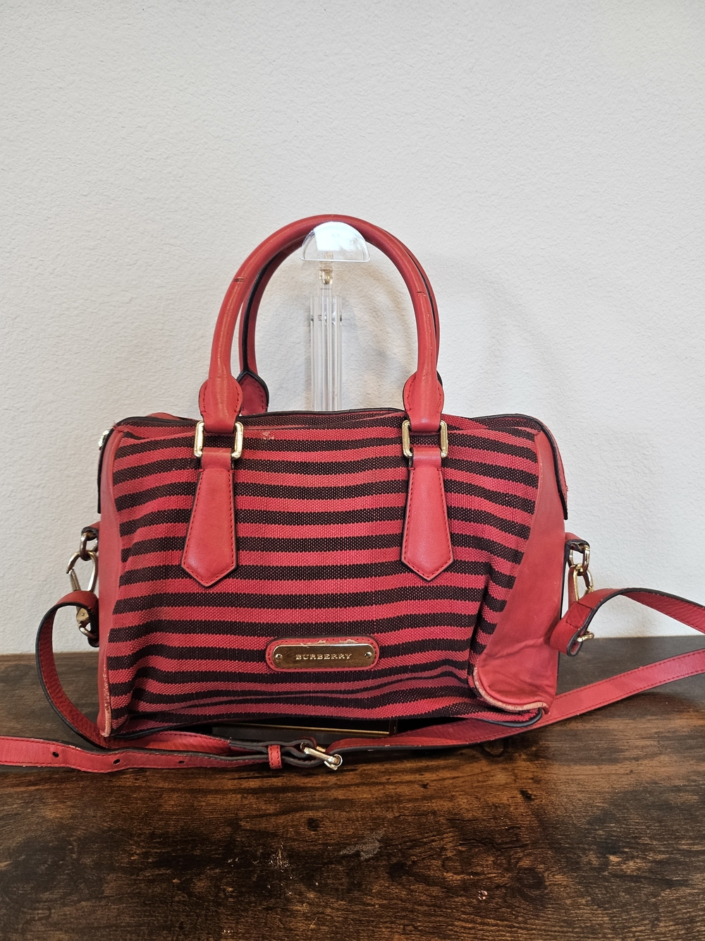 Burberry Canvas Stripe Mini Boston Bag